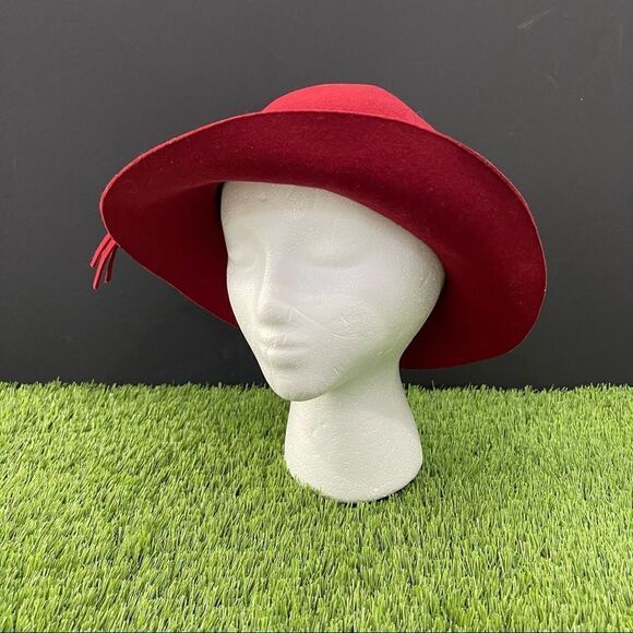 VTG Doeskin Felt 100% Wool - Miss Bierner Red Hat - Picture 2 of 7